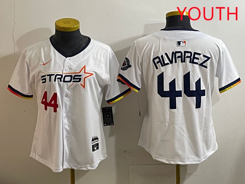 Youth Houston Astros 44 Alvarez White three generations Joint Name Nike 2025 MLB Jersey style 2